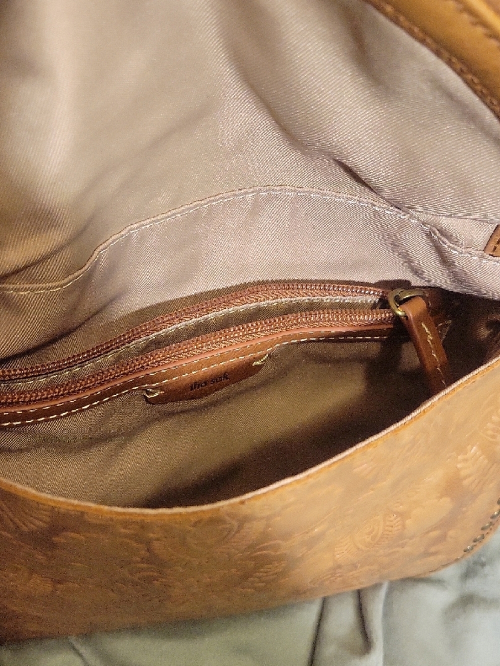 The Sak Tan Embossed Leather Crossbody with Tassel - Picture 4 of 8